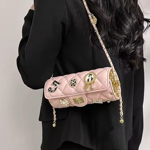Handbags - NEW $88 Camilla Number 5 Quilted Chain Shoulder Charm Vegan Leather Bag